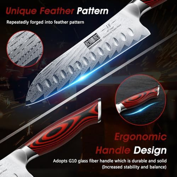 3 Pieces Damascus Kitchen Knife Set Ultra-Sharp Knives Set Professional Chef Knife Set With G10 Ergonomic Handle Box