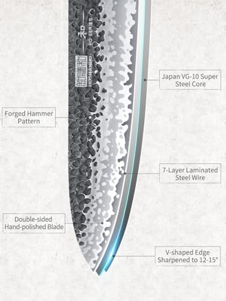 8 Inch Japanese Gyuto Chef Knife & Chef'S Santoku Knife 7 Inch & Sushi Knife Japanese Sashimi Knife 10 Inch & Paring Knife 3.75 Inch