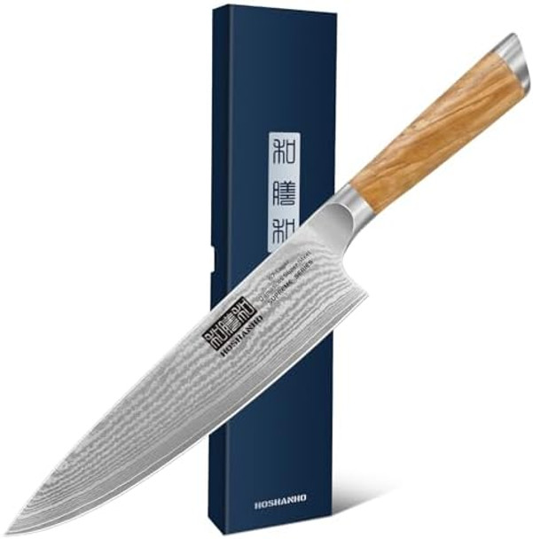 Damascus Chef Knife 8 Inch 7 Inch Santoku Knife & 7 Inch Fillet Knife