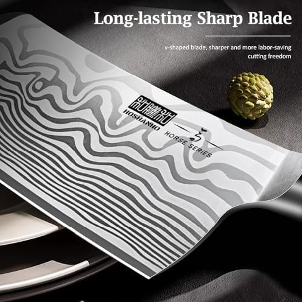 Cleaver Knife 7 Inch Razor Sharp High Carbon Powder Steel Meat Cleaver Professional Butcher Chopper Kitchen Knife For Meat Cutting Vegetable Slicing