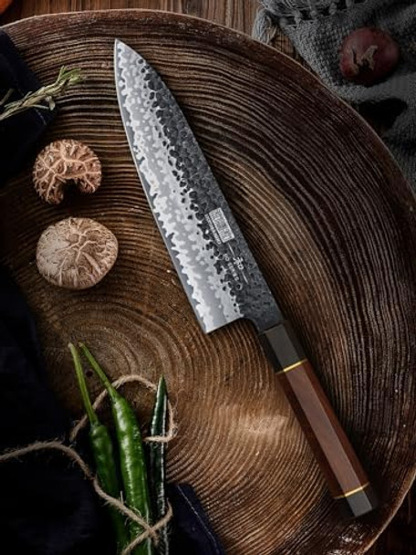 8 Inch Japanese Gyuto Chef Knife Vg-10 Kitchen Knife & Santoku Knife 7 Inch Professional Japanese Chef Knife & 7 Inch Nakiri Knife Japanese Hand Forged Asian Chopping Chef Knife