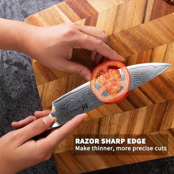 Japanese Steel Damascus Boning Knife Professional Fish Sharp High Carbon Super Steel Kitchen Utility With Ergonomic Black Pakkawooden Glass Fiber Handle (6" Fillet Knife) (8" Chef Knife)