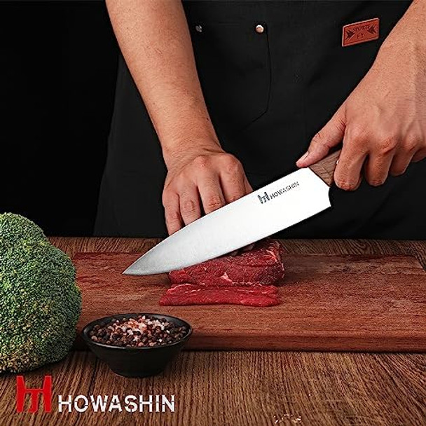 4Pcs Chef Knife Setgermen High Carbon Stainless Steel Kitchen Knife Setprofessional Knife Set Natural Wood Full Handle Tang With Gife-Box