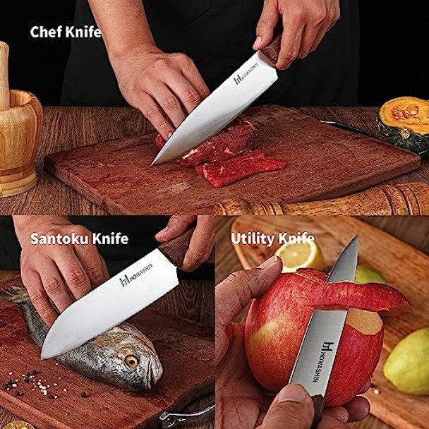 4Pcs Chef Knife Setgermen High Carbon Stainless Steel Kitchen Knife Setprofessional Knife Set Natural Wood Full Handle Tang With Gife-Box
