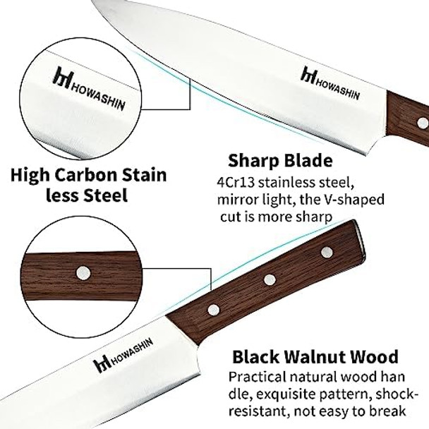 4Pcs Chef Knife Setgermen High Carbon Stainless Steel Kitchen Knife Setprofessional Knife Set Natural Wood Full Handle Tang With Gife-Box