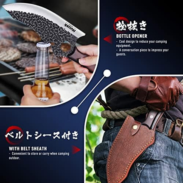 Huusk Collectible Knives Bbq Camping Knife Chef Knife With Leather Sheath And Box