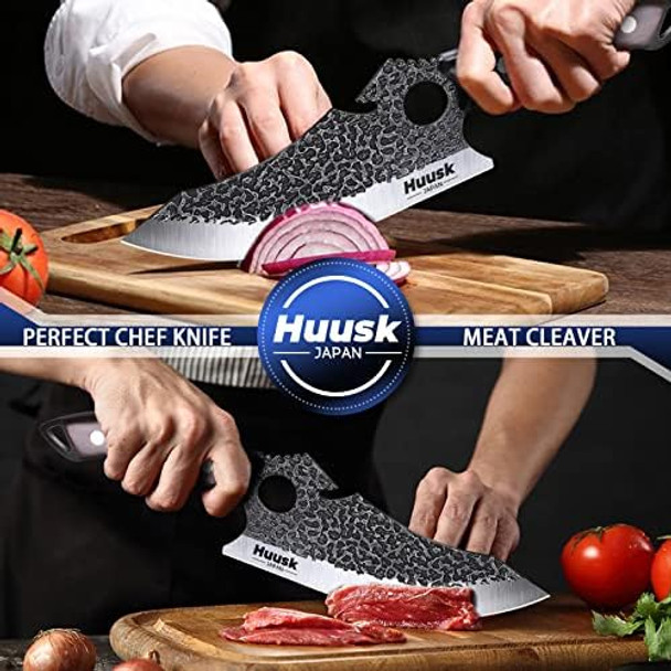 Huusk Collectible Knives Bbq Camping Knife Chef Knife With Leather Sheath And Box