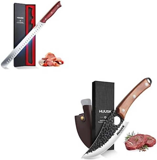 Huusk Japan Brisket Knife For Meat Cutting Bundle With Multipurpose Japanese Chef Knives
