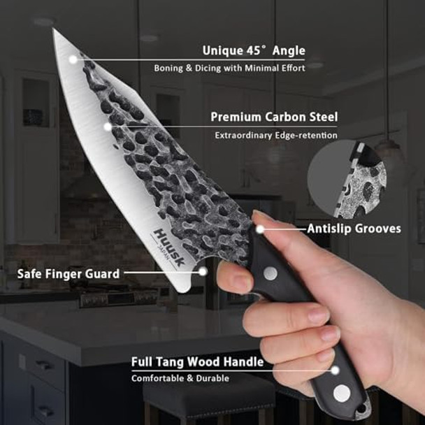 Huusk Chef Knife With Sheath Viking Knives Forged From High Carbon Steel Boning Knives For Meat Cutting Full Tang Butcher Knives Outdoor Cooking Knives For Kitchen Or Camping s Dad Christmas