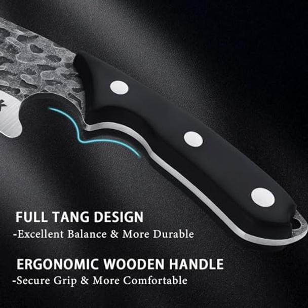 Huusk Chef Knife With Sheath Viking Knives Forged From High Carbon Steel Boning Knives For Meat Cutting Full Tang Butcher Knives Outdoor Cooking Knives For Kitchen Or Camping s Dad Christmas
