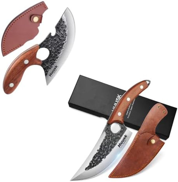 Huusk Chef Knife Bundle With Forged In Fire Kitchen Camping Knife