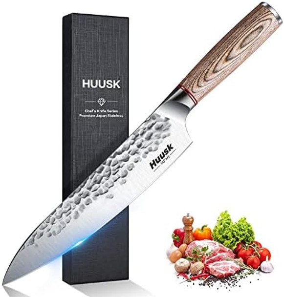 Huusk Japan Knife Professional Kitchen Knife Boning And Gyutou Knife Set For Meat Bones And Greens Cutting High Carbon Steel Sharp Chef Knife With Ergonomic Pakkawood Handle And Box For Family Re