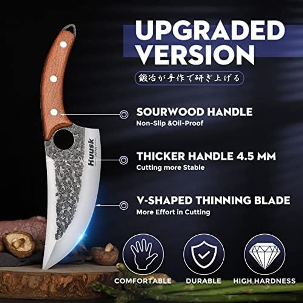 Huusk Cool Collectible Knives - d Chef Knife & Outdoor Camping Knife With Leather Sheath And Box
