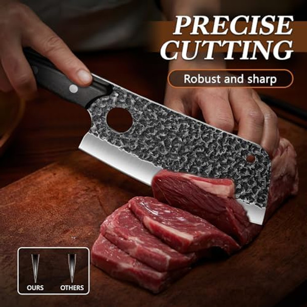 Huusk Serbian Chef Knife Set - 6Pcs Bundle With A Nakiri Japanese Knifeviking Boning Knives With Bag For Kitchen Outdoor Bbq Camping Birthday Idea Men