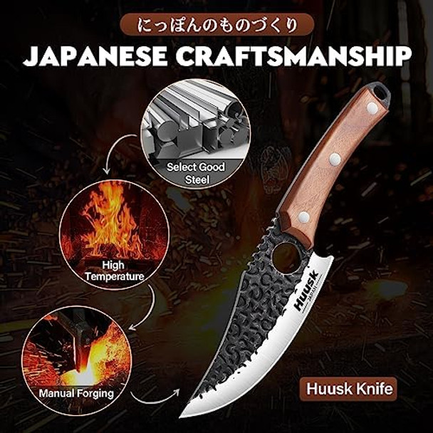 Huusk Viking Knife With Sheath - Hand Forged Butcher Knife For Meat Cutting - High Carbon Steel Meat Kitchen Knives- Multipurpose Japanese Chef Knives For Camping Outdoor Bbq Huusk Viking Knife With Sheath - Hand Forged Butcher Knife For Meat Cutting - High Carbon Steel Meat Kitchen Knives- Multipurpose Japanese Chef Knives For Camping Outdoor Bbq