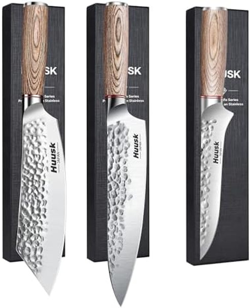 Huusk Japan Knife Set Butcher Knife With Chef Knife And Boning Knife For Meat High Carbon Steel Hand Forged Knifesteel Sentinel Series