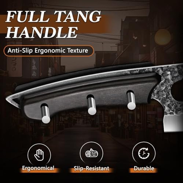 Huusk Serbian Chef Knife Set - 6Pcs Bundle With A Japanese 8.7" Feather Knifeviking Boning Knives With Bag For Kitchen Outdoor Bbq Campingbirthday Idea Men Huusk Serbian Chef Knife Set - 6Pcs Bundle With A Japanese 8.7" Feather Knifeviking Boning Knives With Bag For Kitchen Outdoor Bbq Campingbirthday Idea Men