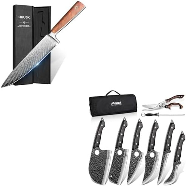 Huusk Serbian Chef Knife Set - 6Pcs Bundle With A 8 Inch Professional Kitchen Knife With Ergonomic Handleviking Boning Knives With Bag For Kitchen Outdoor Bbq Campingbirthday Idea Men Huusk Serbian Chef Knife Set - 6Pcs Bundle With A 8 Inch Professional Kitchen Knife With Ergonomic Handleviking Boning Knives With Bag For Kitchen Outdoor Bbq Campingbirthday Idea Men