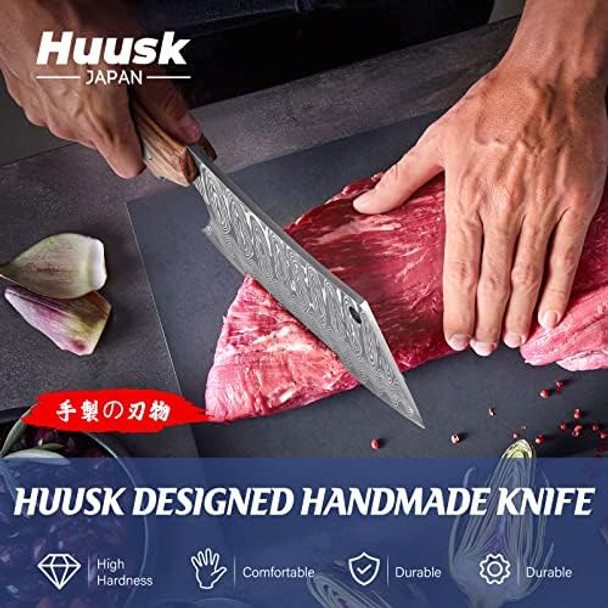 Huusk Hand-Forged Japanese Meat Cleaver Knife With Sheath 7.5 Inch Full Tang Chef Knife - Outdoor Bbq And Kitchen For Men