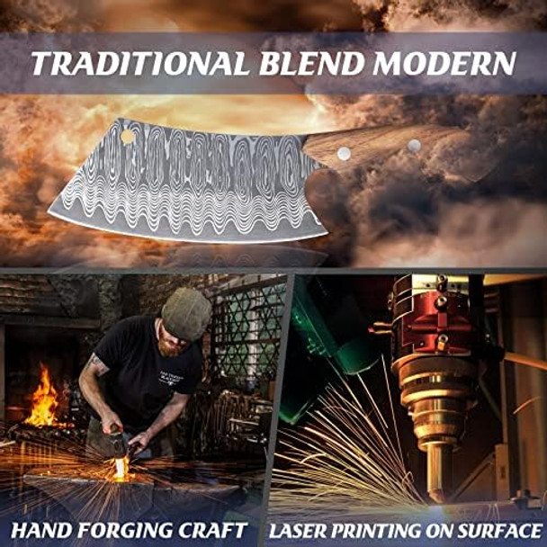 Huusk Hand-Forged Japanese Meat Cleaver Knife With Sheath 7.5 Inch Full Tang Chef Knife - Outdoor Bbq And Kitchen For Men Huusk Hand-Forged Japanese Meat Cleaver Knife With Sheath 7.5 Inch Full Tang Chef Knife - Outdoor Bbq And Kitchen For Men