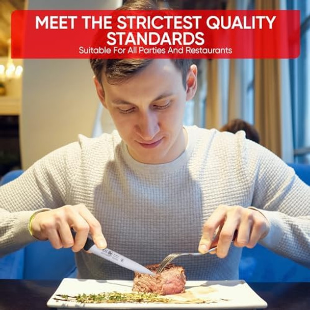 Icel Paring Knife - 4 Inch Serrated Blade Kitchen Paring Knife - Point Tip - High Carbon German Stainless Steel Razor Sharp Blade Blue Handle