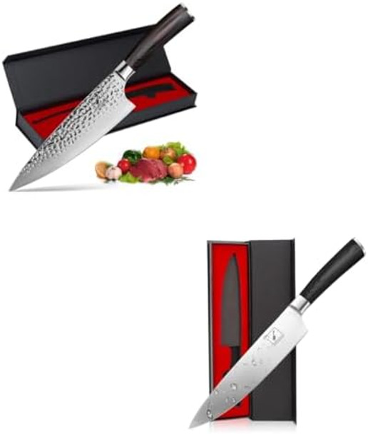 Imarku 8 Inch Damascus Chef Knife And 8 Inch Pro Kitchen Knife Stainless Steel Sharp Paring Knife With Ergonomic Handle