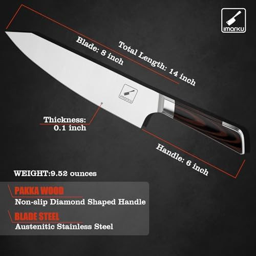 Imarku Damascus Chef Knife 8 Inch Japanese Kitchen Knife Powder Steel Forged Super Sharp Knife For Collection Chef'S Knives With Unique Design Wood Handle Birthday s For Women And Man
