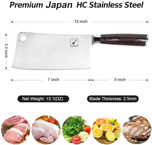 Imarku Cleaver Knife 7 Inch Meat Cleaver - Sus440A Japan High Carbon Stainless Steel Butcher Knife With Ergonomic Handle Ultra Sharp Knife Kitchen Gadgets For Home/Restaurant Perfect Birthday s