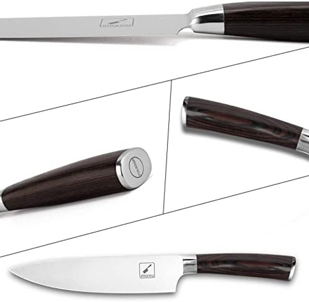 Imarku Japanese Chef Knife And Steak Knives 8 Inch Set Of 6 With Ergonomic Handle And Box Ultra Sharp Knife