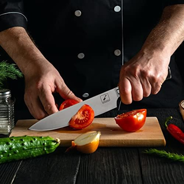 Imarku Japanese Chef Knife And Steak Knives 8 Inch Set Of 6 With Ergonomic Handle And Box Ultra Sharp Knife