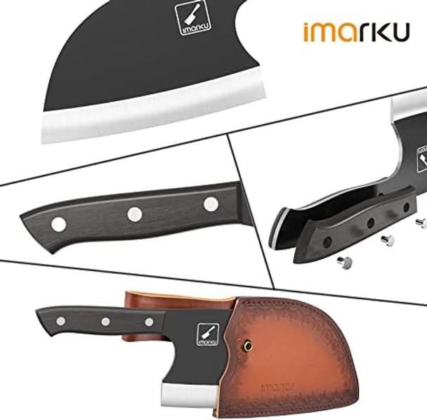 Imarku 7 Inch Butcher Knife And Cleaver High Carbon Steel Ultra Sharp Kitchen Knife With Ergonomic Handle