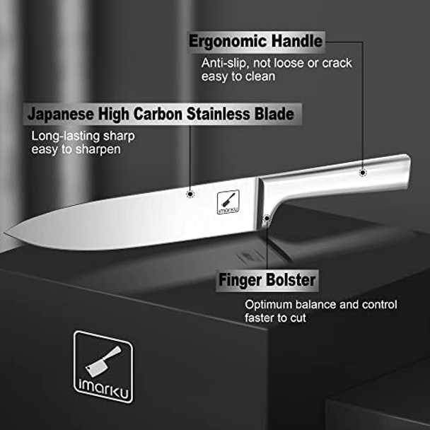Knife Set - Imarku Kitchen Knife Set 15 Piece Japanese Stainless Steel Knife Block Set With Sharpener - Dishwasher Safe Kitchen Knives - Ultra Sharp Chef Knife Set For Kitchen Silver