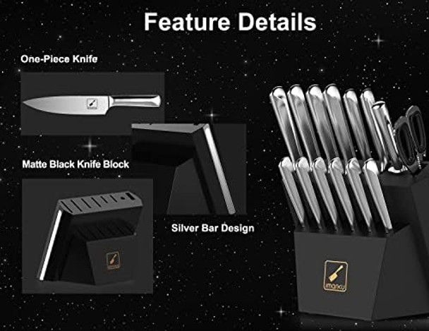 Imarku 15 Pcs Kitchen Knife Set With Diamond Shaped Handle Dishwasher Safe Kitchen Knives Premium German High Carbon Stainless Steel Chef Knife Set Father'S Day s