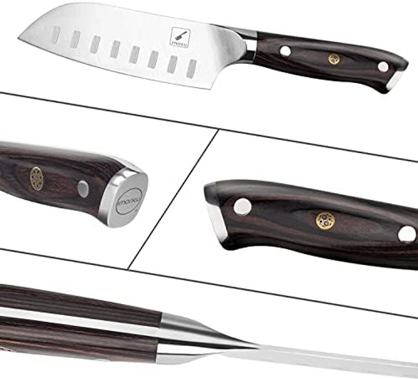 Imarku Santoku Knife Chef Knife 5 Inch Ultra Sharp Asian Knife Japanese Chef Knife - Japanese Sus440A Stainless Steel - Ergonomic Pakkawood Handle Best Choice For Home Kitchen Imarku Santoku Knife Chef Knife 5 Inch Ultra Sharp Asian Knife Japanese Chef Knife - Japanese Sus440A Stainless Steel - Ergonomic Pakkawood Handle Best Choice For Home Kitchen
