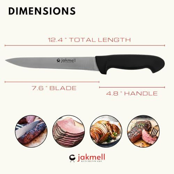 8-Inch Carving Knife Large Stainless Steel Kitchen Knife With Durable Handle Ideal For Meat And Deli