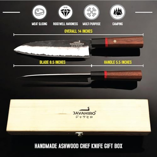 Japanese Chef Knife – 210Mm Black Forged High-Carbon Steel Kitchen Knife Handcrafted Gyuto With Ergonomic Bloodwood & Resin Handle Wooden Box For Chefs & Home Cooks Japanese Chef Knife – 210Mm Black Forged High-Carbon Steel Kitchen Knife Handcrafted Gyuto With Ergonomic Bloodwood & Resin Handle Wooden Box For Chefs & Home Cooks