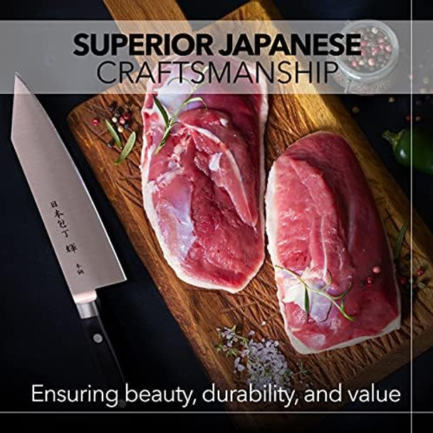 Kagayaki Carbonext Japanese Chef’S Knife Kc-11Es Bunka/Kiritsuke Knife High Carbon Tool Steel Pro Kitchen Knife With Ergonomic Pakka Wood Handle 6.8 Inch