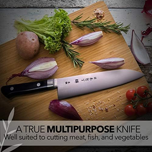 Kagayaki Carbonext Japanese Chef’S Knife Kc-3Es Professional Santoku Knife High Carbon Tool Steel Pro Kitchen Knife With Ergonomic Pakka Wood Handle 7 Inch