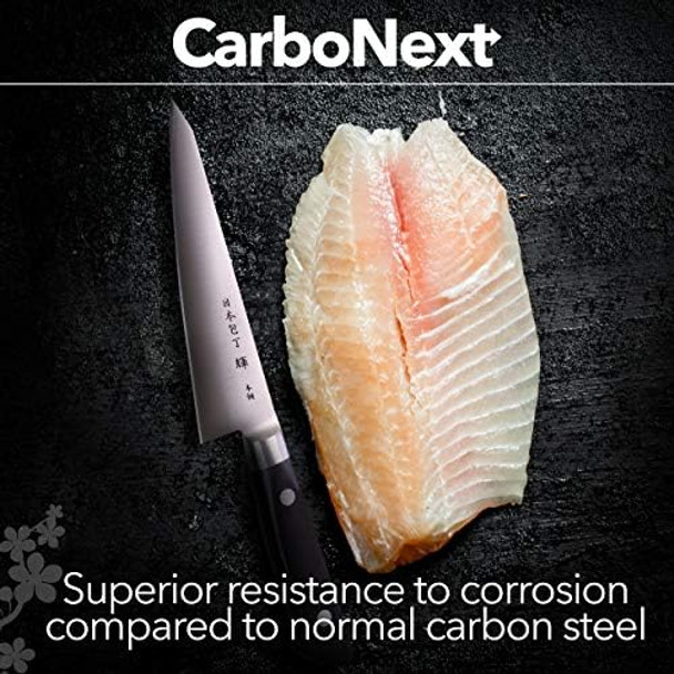 Kagayaki Carbonext Japanese Chef’S Knife Kc-4Es Professional Honesuki Boning Knife High Carbon Tool Steel Pro Kitchen Knife With Ergonomic Pakka Wood Handle 5.9 Inch