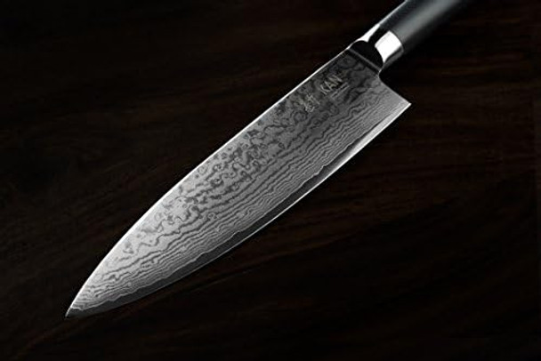 Kan Core Professional Chef Knife 8-Inch Vg-10 67 Layers Damascus Ambidextrous (Hammered Japanese Vg-10 Blade Ebony Wood Handle-d Version)
