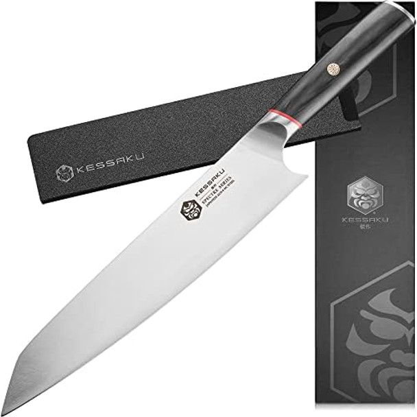 Kessaku 9.5-Inch Chef Knife - Spectre Series - Forged Japanese Aus-8 High Carbon Stainless Steel - Pakkawood Handle With Blade Guard
