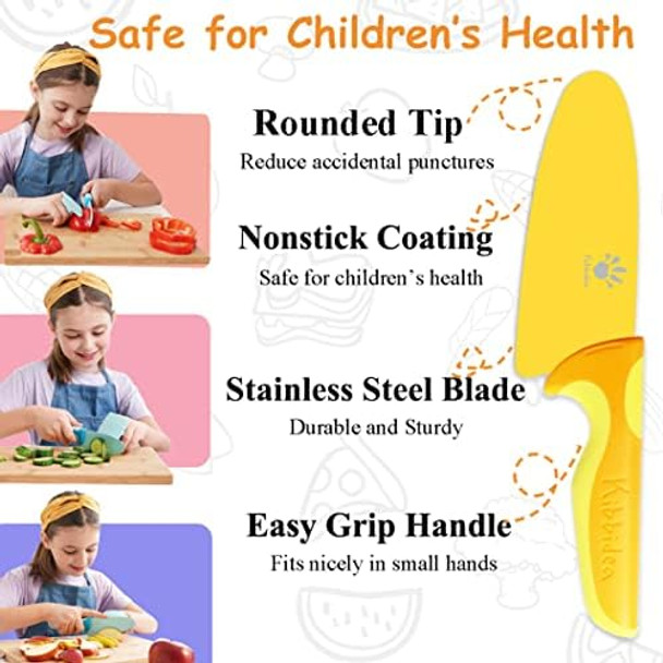 Kids Knife Set For Real Cooking 4-Piece Stainless Steel Kids Kitchen Chef'S Knives With Peeler Finger Guard Protective Glove For Cutting Peeling Knives For Teenager 8-12