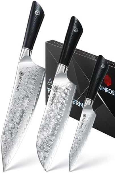 Damascus Knife Set - 3Pcs - High-Carbon 10Cr15Comov Alloy Steel - Professional Chef Knife - G10 Handle - Razor Sharp Kitchen Knives - Magnetic Sheath - Box Damascus Knife Set - 3Pcs - High-Carbon 10Cr15Comov Alloy Steel - Professional Chef Knife - G10 Handle - Razor Sharp Kitchen Knives - Magnetic Sheath - Box