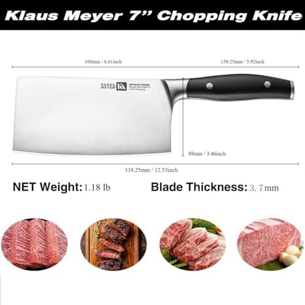 Arcelor Cleaver Knife 7 Inch Meat Cleaver Knife- German Steel Butcher Knife With Abs Ergonomic Handle Ultra Sharp And 3.7Mm Thick Blade For Home/Restaurant