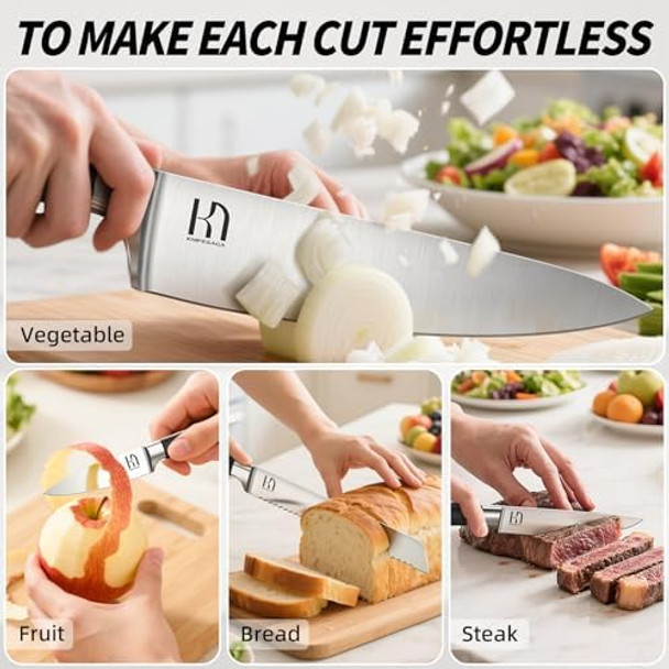 Premium Knife Set 15 Pcs Quality Kitchen Knife Set With Block Japanese High Carbon Stainless Steel Razor Sharp Knife Block Set Acacia Wood Block Knife Set With Ergonomic Full-Tang Handle