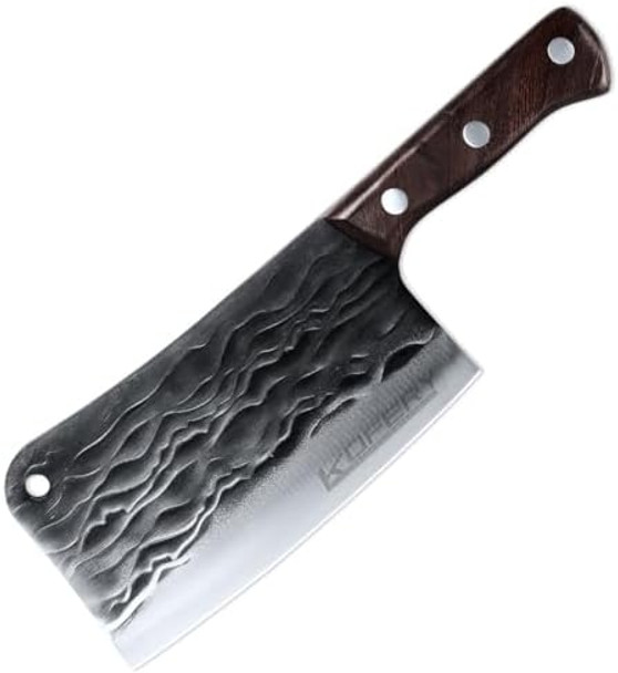 Kofery 7.3-Inch Hand Forged Heavy Duty Meat Cleaver - High Carbon Stainless Steel Butcher Knife With Wooden Handle For Precision Meat Cutting And Chopping Kofery 7.3-Inch Hand Forged Heavy Duty Meat Cleaver - High Carbon Stainless Steel Butcher Knife With Wooden Handle For Precision Meat Cutting And Chopping