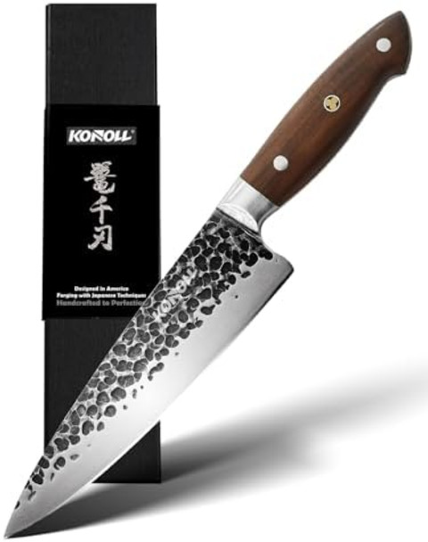 Konoll Chef Knife Japanese Aus-8 Steel Forged Handmade 8 Inch Professional Kitchen Knife Meat Cleaver Hc Stainless Steel With Full Tang Wood Handle