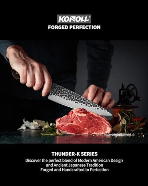Konoll Chef Knife Japanese Aus-8 Steel Forged Handmade 8 Inch Professional Kitchen Knife Meat Cleaver Hc Stainless Steel With Full Tang Wood Handle
