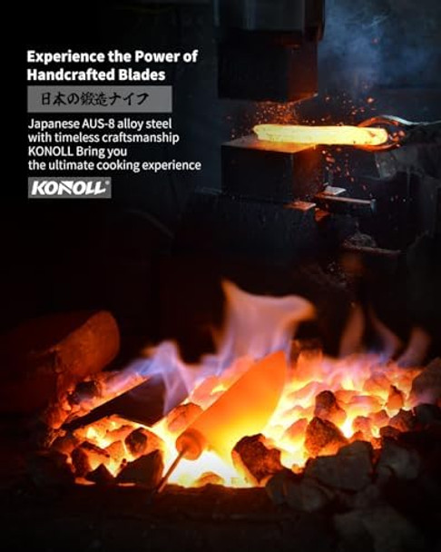 Konoll Chef Knife Japanese Aus-8 Steel Forged Handmade 8 Inch Professional Kitchen Knife Meat Cleaver Hc Stainless Steel With Full Tang Wood Handle Konoll Chef Knife Japanese Aus-8 Steel Forged Handmade 8 Inch Professional Kitchen Knife Meat Cleaver Hc Stainless Steel With Full Tang Wood Handle