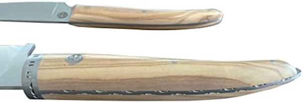 Laguiole En Aubrac Cuisine Gourmet Stainless Fully Forged Steel Made In France Essential 2-Piece Premium Kitchen Knife Set With Olivewood Handles 8-Chef Knife And 4-In Paring Knife
